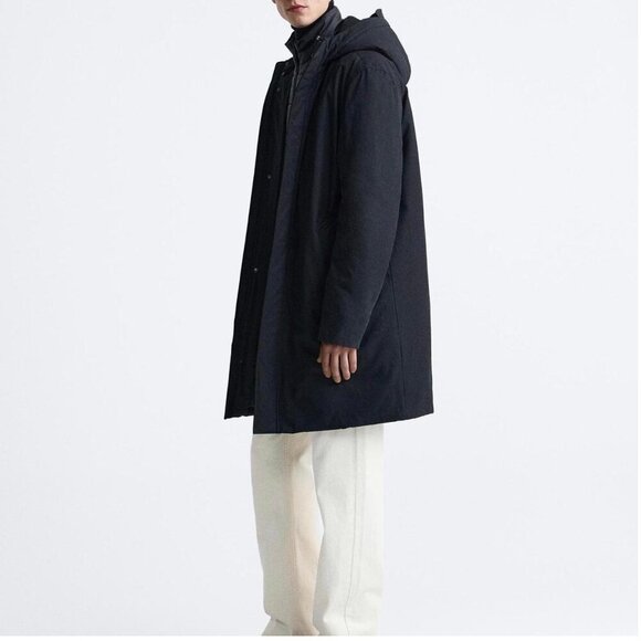 ZARA MEN REMOVABLE COLLAR PUFFER PARKA Size M NEW WITH TAG! - Picture 2 of 6